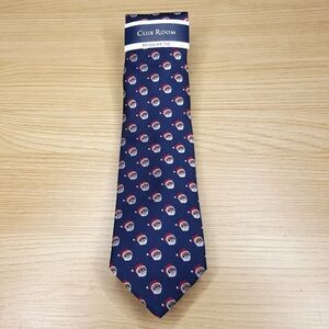 CLUB ROOM Mens Neck Tie Blue Santa Holiday Christmas Classic Pointed